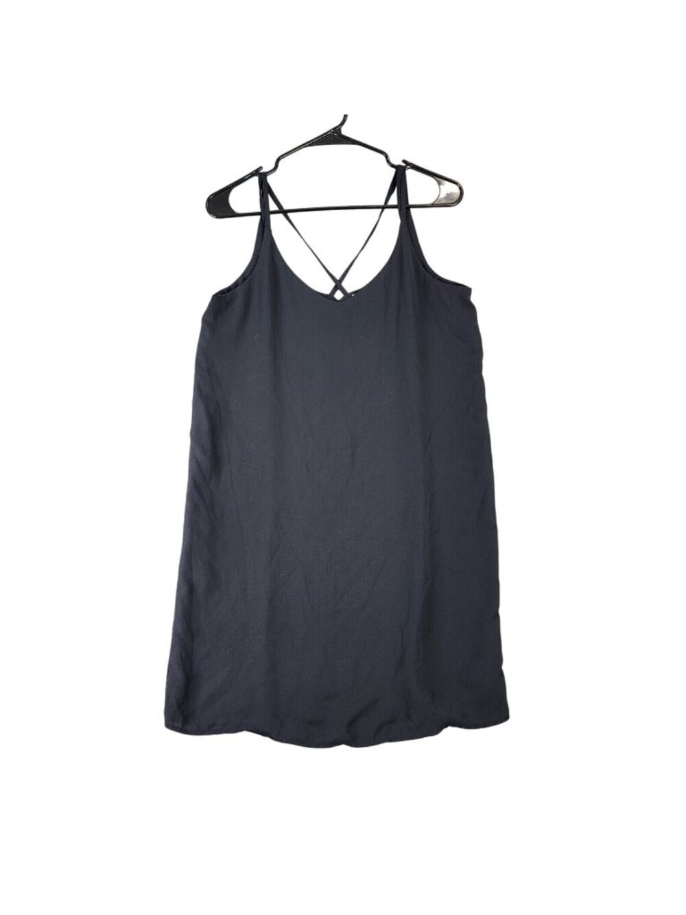 Womens Pink Republic Black Mini Slip Dress Adjustable Straps Lined Polyester L